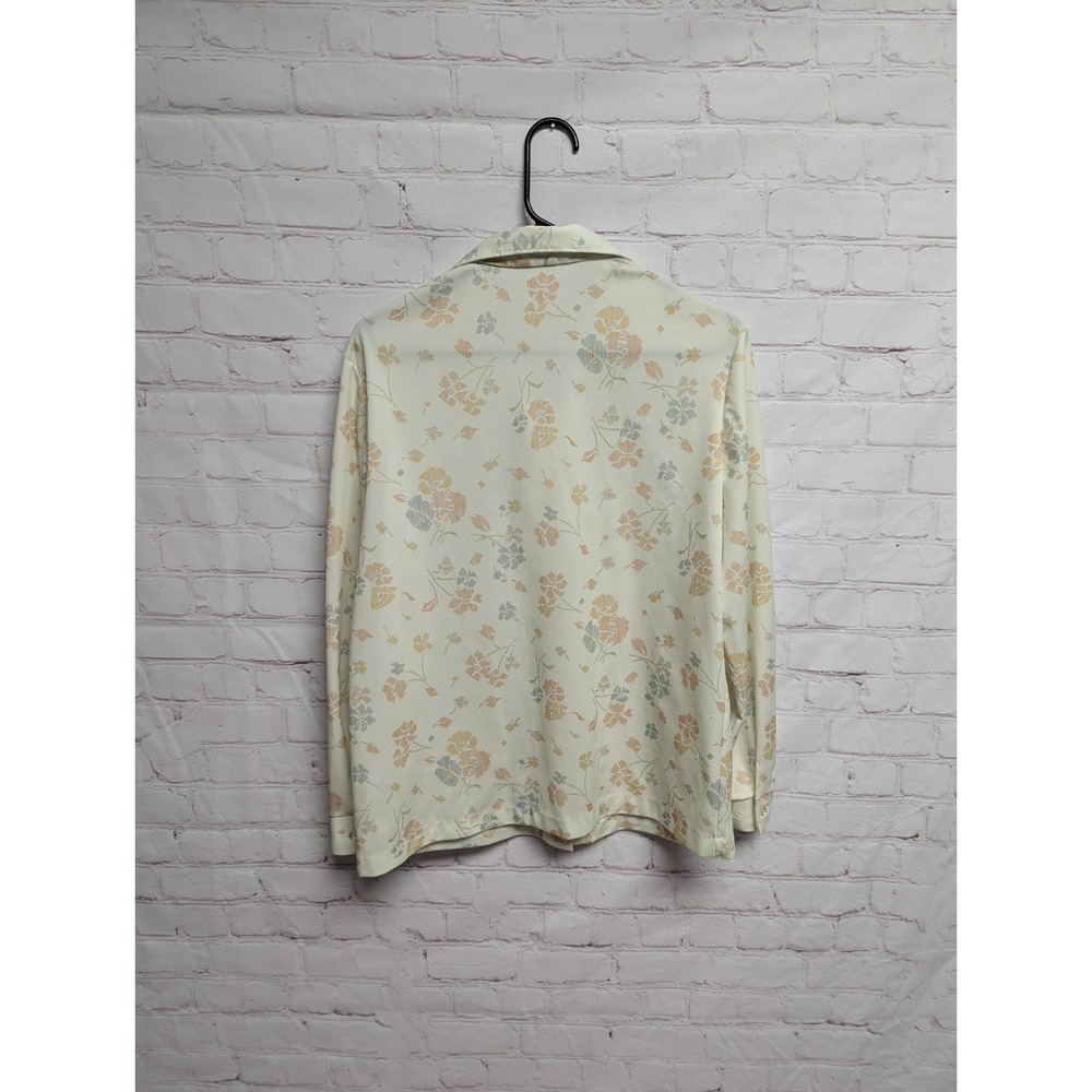 Vintage 1970s Blouse Floral Point Collar Long Sleeve Button Up Women's Med EUC - Picture 4 of 8